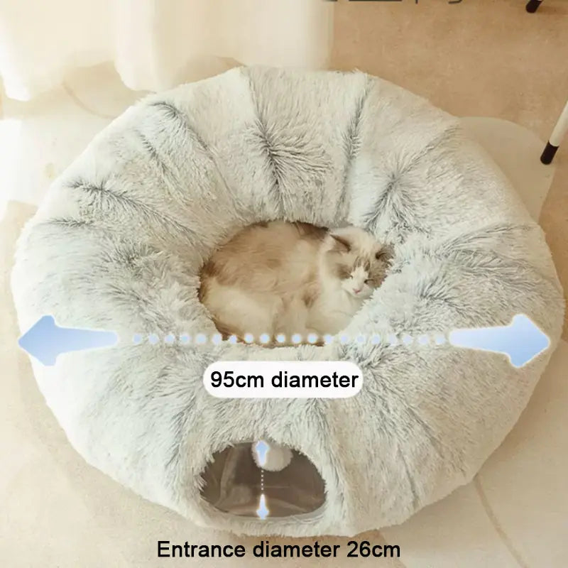 2 In 1 Round Tunnel Cat Bed